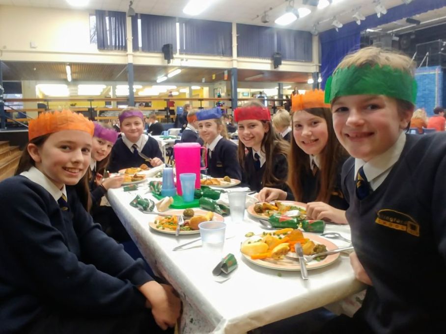 Students enjoying Christmas Dinner