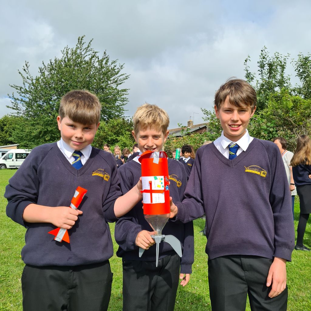 Students with their England rocket